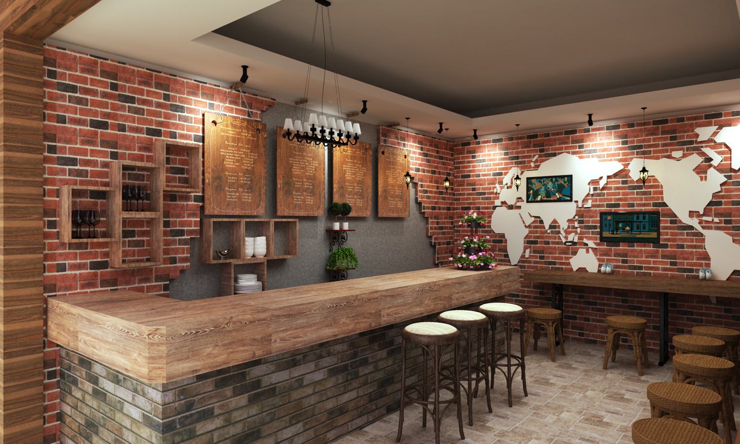 78㎡咖啡店，商場負一層，想要個溫馨點的裝修方案